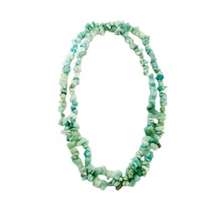 Fashion Jewelry Green Turmoline Chip Bead Glass Gemstone Necklace 18"